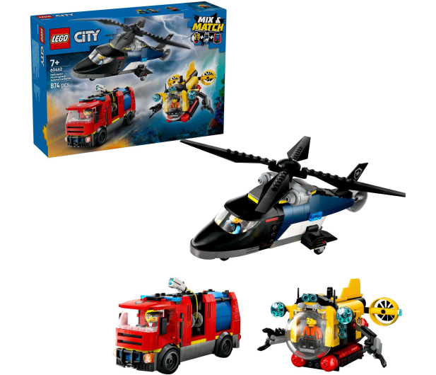 LEGO City 60462 Zestaw z helikopterem, wozem strażackim i łodzią - 1284268 - zdjęcie
